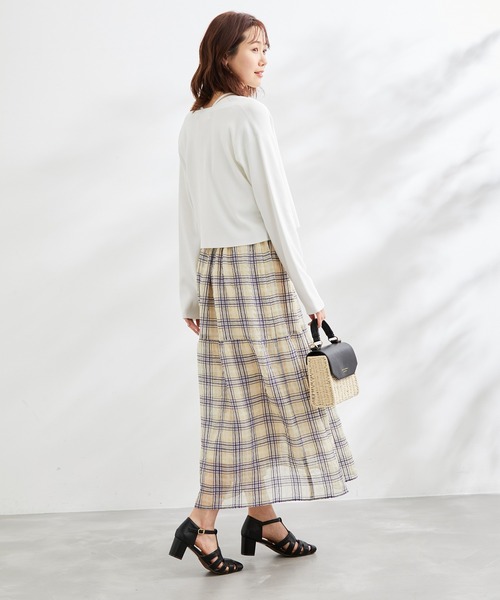 ROPE' PICNIC（ロペピクニック）の「シアーチェックスカート（スカート・レディース・クリーム/ブラック系その他/ブラウン系その他・38）」の5枚目の写真