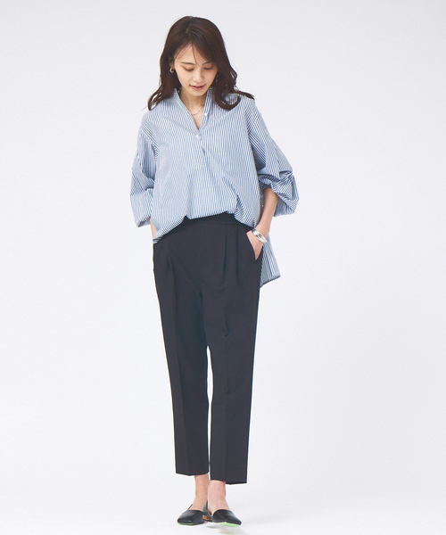 abahouse mavie（アバハウスマヴィ）の「【感嘆パンツ】ドライタッチ・タックテーパードパンツ（スラックス・レディース・ライトブルー/ブラック/グレイッシュベージュ・40/38/36/34/32）」の12枚目の写真