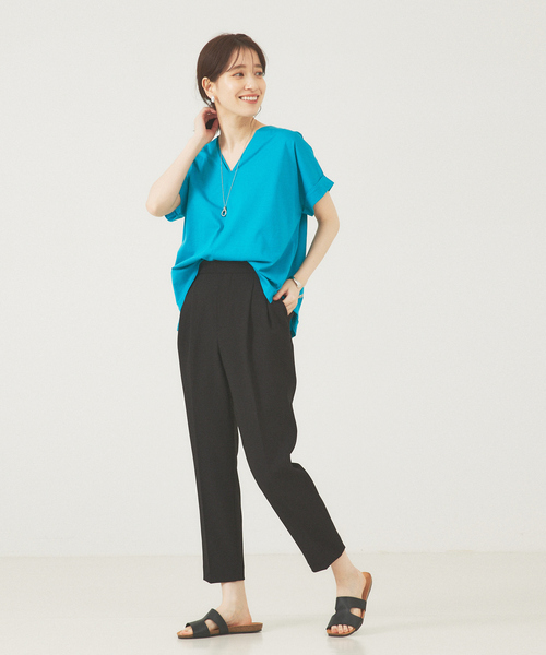 abahouse mavie（アバハウスマヴィ）の「【感嘆パンツ】ドライタッチ・タックテーパードパンツ（スラックス・レディース・ライトブルー/ブラック/グレイッシュベージュ・40/38/36/34/32）」の13枚目の写真