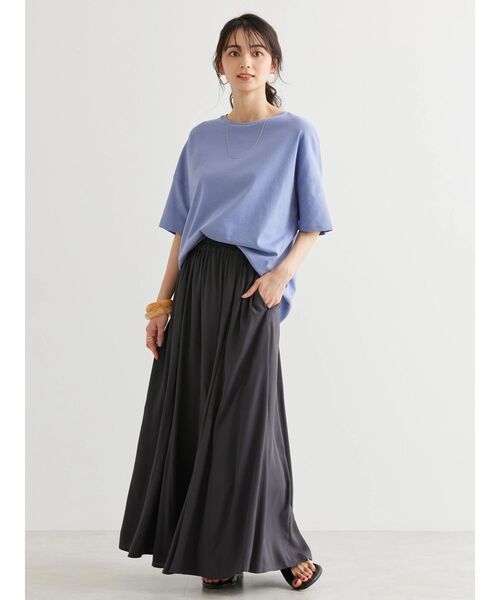 AMERICAN HOLIC(アメリカンホリック)の「UVカット コクーン半袖カットプルオーバー(Tシャツ/カットソー・レディース・グレイッシュベージュ/ライトイエロー/チャコールグレー/オフホワイト/ブルー/ミント・L/M)」の8枚目の写真