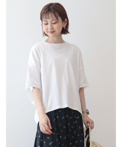 AMERICAN HOLIC(アメリカンホリック)の「UVカット コクーン半袖カットプルオーバー(Tシャツ/カットソー・レディース・グレイッシュベージュ/ライトイエロー/チャコールグレー/オフホワイト/ブルー/ミント・L/M)」の10枚目の写真