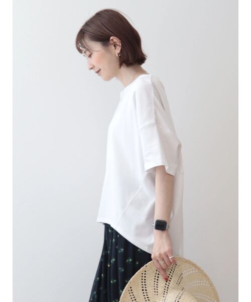 AMERICAN HOLIC(アメリカンホリック)の「UVカット コクーン半袖カットプルオーバー(Tシャツ/カットソー・レディース・グレイッシュベージュ/ライトイエロー/チャコールグレー/オフホワイト/ブルー/ミント・L/M)」の11枚目の写真