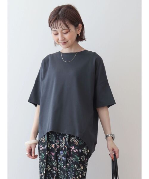 AMERICAN HOLIC(アメリカンホリック)の「UVカット コクーン半袖カットプルオーバー(Tシャツ/カットソー・レディース・グレイッシュベージュ/ライトイエロー/チャコールグレー/オフホワイト/ブルー/ミント・L/M)」の13枚目の写真