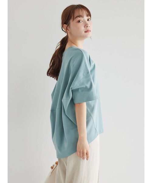 AMERICAN HOLIC(アメリカンホリック)の「UVカット コクーン半袖カットプルオーバー(Tシャツ/カットソー・レディース・グレイッシュベージュ/ライトイエロー/チャコールグレー/オフホワイト/ブルー/ミント・L/M)」の18枚目の写真