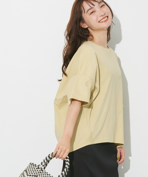 AMERICAN HOLIC(アメリカンホリック)の「UVカット コクーン半袖カットプルオーバー(Tシャツ/カットソー・レディース・グレイッシュベージュ/ライトイエロー/チャコールグレー/オフホワイト/ブルー/ミント・L/M)」の1枚目の写真