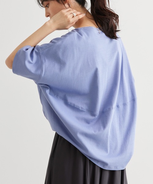 AMERICAN HOLIC(アメリカンホリック)の「UVカット コクーン半袖カットプルオーバー(Tシャツ/カットソー・レディース・グレイッシュベージュ/ライトイエロー/チャコールグレー/オフホワイト/ブルー/ミント・L/M)」の6枚目の写真