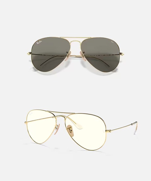 Ray-Ban(レイバン)の「Ray-Ban レイバン サングラス AVIATOR CLEAR EVOLVE 0RB302555001/5F(調光レンズ)(サングラス・メンズ・ゴールド・55)」の1枚目の写真