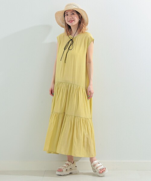 Ray BEAMS(レイビームス)の「Ray BEAMS / ティアード フレンチスリーブ ワンピース(ワンピース・レディース・ブラック/イエロー/ケリー・ONE SIZE)」の6枚目の写真