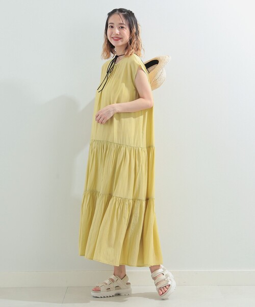 Ray BEAMS(レイビームス)の「Ray BEAMS / ティアード フレンチスリーブ ワンピース(ワンピース・レディース・ブラック/イエロー/ケリー・ONE SIZE)」の20枚目の写真