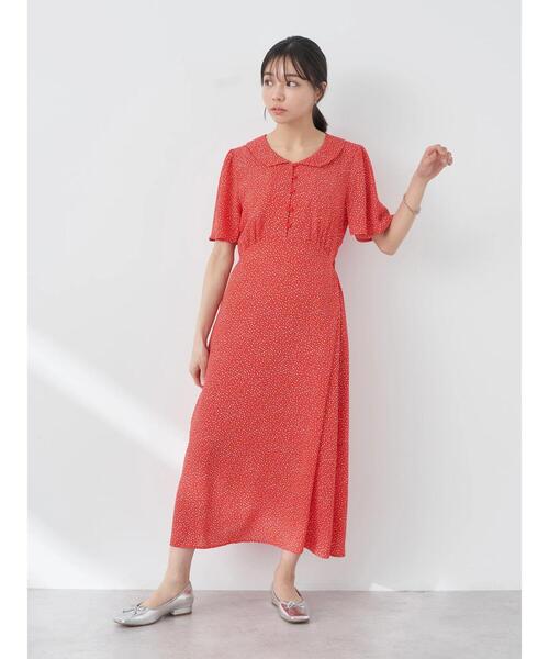 earth music&ecology（アースミュージックアンドエコロジー）の「ちょっとレトロなワンピース（ワンピース・レディース・ブラック/レッド/ブルー/グリーン・M/S）」の13枚目の写真