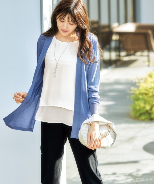 7days Life Styling（セブンデイズライフスタイリング）の「２枚重ねジョーゼット裾ティアードブラウス（シャツ/ブラウス・レディース・ネイビー/グレイッシュベージュ/オフホワイト/ブラック/ブラウン/ベージュ系その他・LL/L/M/S/3L）」の9枚目の写真