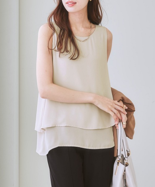 7days Life Styling(セブンデイズライフスタイリング)の「2枚重ねジョーゼット裾ティアードブラウス(シャツ/ブラウス・レディース・ネイビー/グレイッシュベージュ/オフホワイト/ブラック/ブラウン/ベージュ系その他・LL/L/M/S/3L)」の21枚目の写真