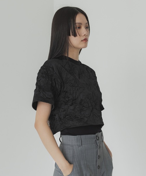 UNITED TOKYO(ユナイテッドトウキョウ)の「キャッチワッシャークロップドTシャツ-ウォッシャブル-(Tシャツ/カットソー・レディース・ブラック/オフホワイト・FREE)」の15枚目の写真