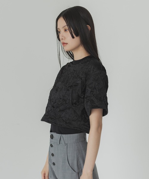 UNITED TOKYO(ユナイテッドトウキョウ)の「キャッチワッシャークロップドTシャツ-ウォッシャブル-(Tシャツ/カットソー・レディース・ブラック/オフホワイト・FREE)」の17枚目の写真