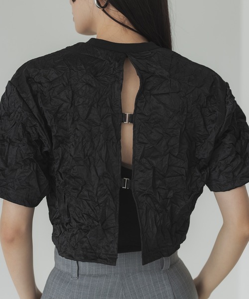 UNITED TOKYO(ユナイテッドトウキョウ)の「キャッチワッシャークロップドTシャツ-ウォッシャブル-(Tシャツ/カットソー・レディース・ブラック/オフホワイト・FREE)」の12枚目の写真