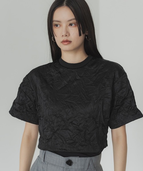 UNITED TOKYO(ユナイテッドトウキョウ)の「キャッチワッシャークロップドTシャツ-ウォッシャブル-(Tシャツ/カットソー・レディース・ブラック/オフホワイト・FREE)」の14枚目の写真