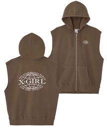 X-girl | X-GIRL WORLD LOGO ZIP UP SWEAT VEST(パーカー)