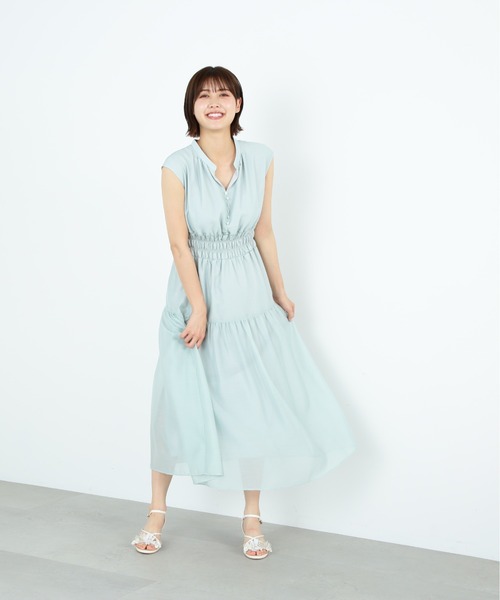 ジルバイジルスチュアート ティアードカラーワンピース ロングワンピース グリーン ティアードワンピース | JILL by JILL STUART（ジル バイ ジル