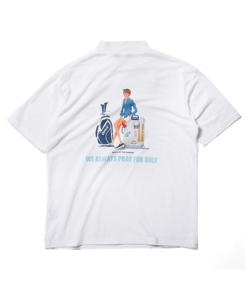 BENCH AT THE GREENE GOLF(ベンチアットザグリーンゴルフ)の「BENCH AT THE GREENE GOLF / ゴルフウェア 鹿の子モックネック 消臭・速乾・接触冷感(シャツ/ブラウス・メンズ・オフホワイト/ブラック/ネイビー・MEDIUM/LARGE/X-LARGE)」の5枚目の写真