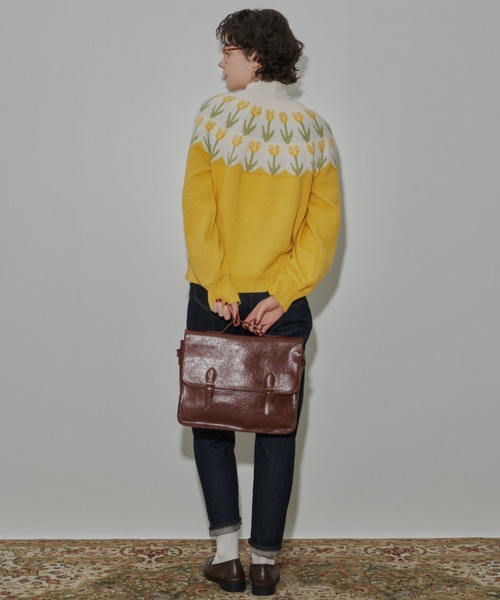 MERLOT（メルロー）の「チューリップニット（ニット/セーター・レディース・イエロー/ワイン/ネイビー・FREE）」の7枚目の写真