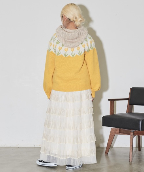 MERLOT（メルロー）の「チューリップニット（ニット/セーター・レディース・イエロー/ワイン/ネイビー・FREE）」の21枚目の写真