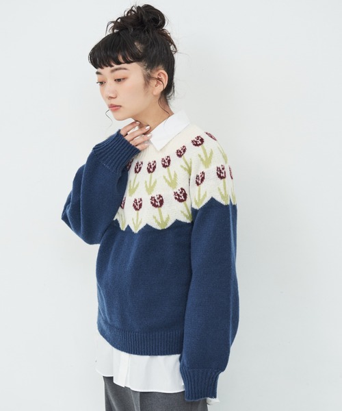 チューリップニット(ニット/セーター)|MERLOT(メルロー)の チューリップニット(ニット/セーター)|MERLOT(メルロー)の