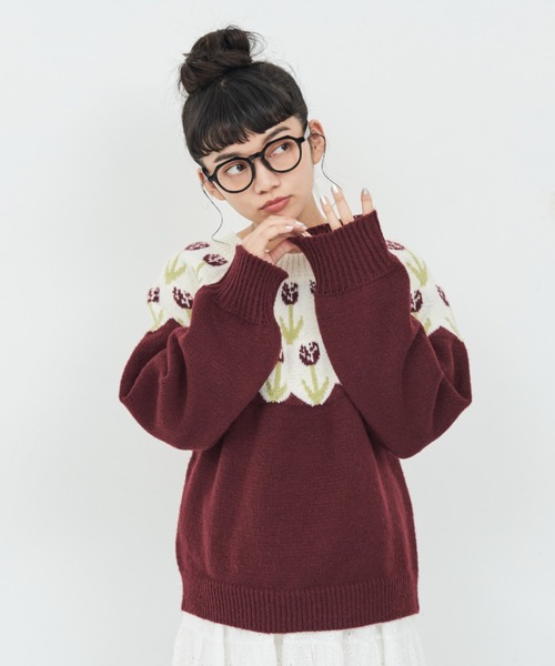 ciatre flower knit sweater KHK | ciatre