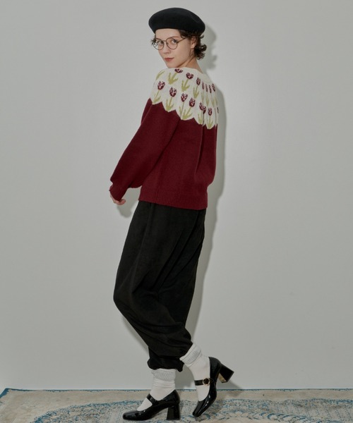 MERLOT（メルロー）の「チューリップニット（ニット/セーター・レディース・イエロー/ワイン/ネイビー・FREE）」の13枚目の写真