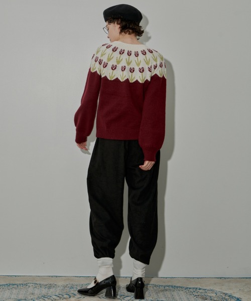 MERLOT（メルロー）の「チューリップニット（ニット/セーター・レディース・イエロー/ワイン/ネイビー・FREE）」の14枚目の写真