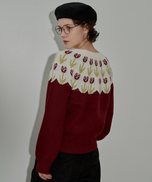 MERLOT（メルロー）の「チューリップニット（ニット/セーター・レディース・イエロー/ワイン/ネイビー・FREE）」の11枚目の写真