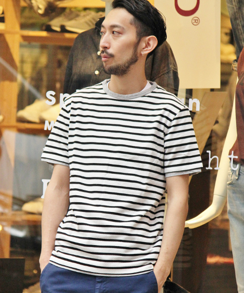 EDIFICE(エディフィス)の「◇メッシュボーダーC/N S/S(Tシャツ/カットソー・メンズ・その他9/マルチ・46/44/48)」の1枚目の写真