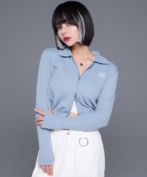 adree | double zip up thumbhole knit tops / ダブルジップアップサムホールニットトップス(ニット/セーター)