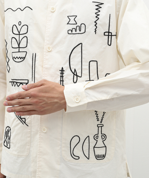 B.C STOCK(ベーセーストック)の「CRAFT MOTIF OVERSHIRT(シャツ/ブラウス・メンズ・ネイビー/アイボリー・MEDIUM/LARGE)」の12枚目の写真