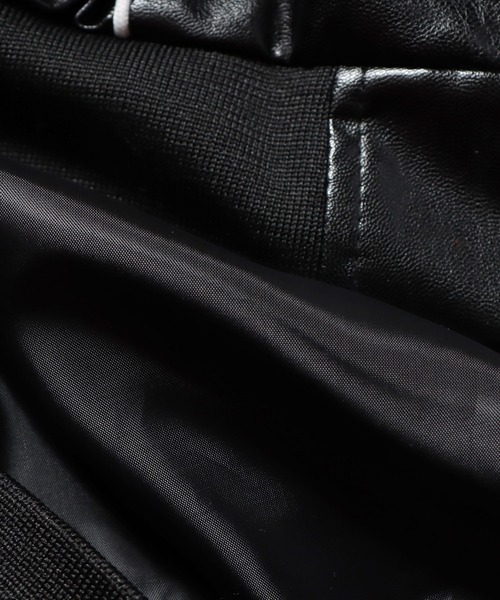 Theater code（シアターコード）の「▲piping design leather jacket/パイピングデザイン フェイクレザー ジャケット ブルゾン（ライダースジャケット・メンズ・クリーム/ブラック・XL/L）」の14枚目の写真