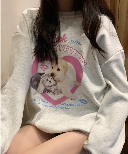 almo(アルモ)の「【LAMPOON】DOG&CATスエット(スウェット・レディース・アイボリー・FREE)」の2枚目の写真