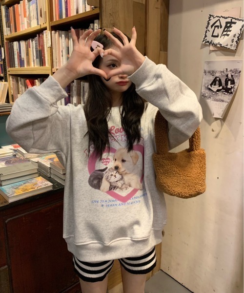 almo(アルモ)の「【LAMPOON】DOG&CATスエット(スウェット・レディース・アイボリー・FREE)」の4枚目の写真