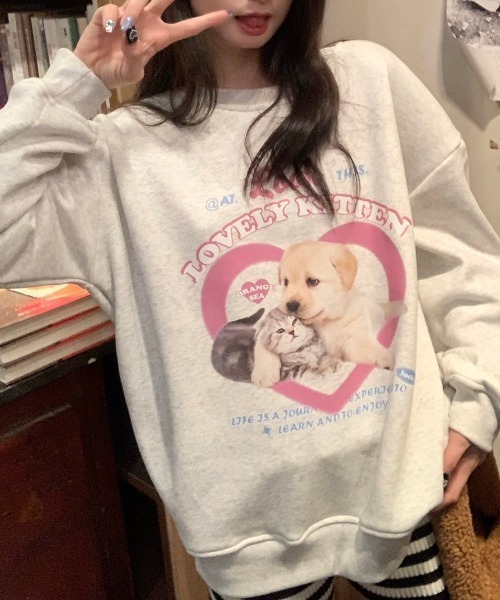 almo(アルモ)の「【LAMPOON】DOG&CATスエット(スウェット・レディース・アイボリー・FREE)」の5枚目の写真