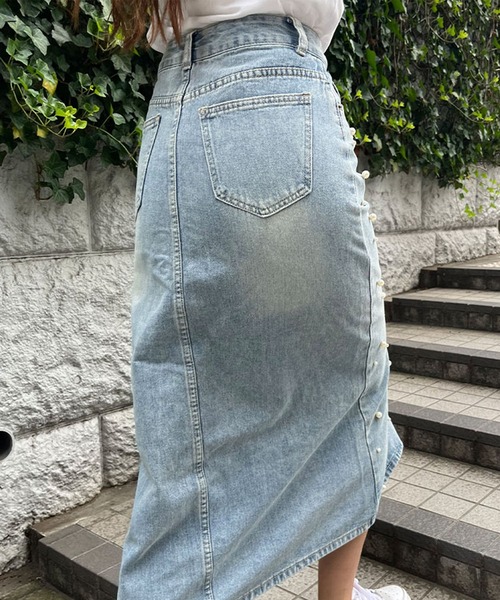 GLAMOROUS JANE（グラマラスジェーン）の「パールビジュー付きデニムスカート（デニムスカート・レディース・ブルー・L/M/S）」の11枚目の写真