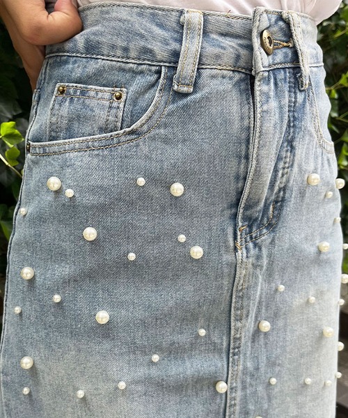 GLAMOROUS JANE（グラマラスジェーン）の「パールビジュー付きデニムスカート（デニムスカート・レディース・ブルー・L/M/S）」の13枚目の写真