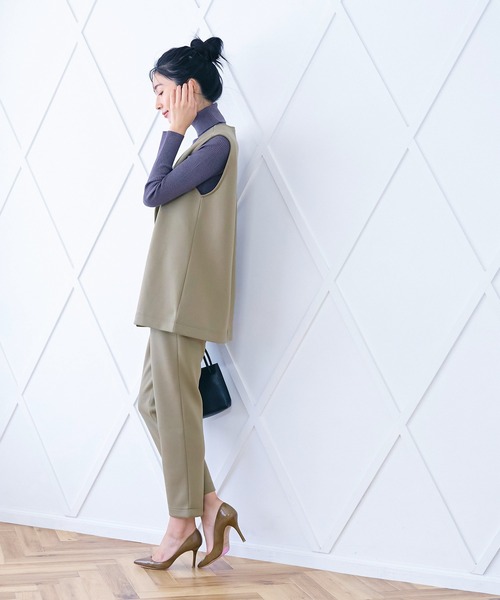 coca（coca）（コカ）の「ダンボールベスト（ベスト・レディース・ベージュ/ブラック・L/M）」の4枚目の写真