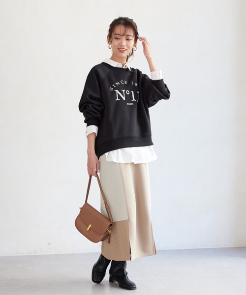 Chez toi（シェトワ）の「軽量ボンディンググリッターロゴプルオーバー（Tシャツ/カットソー・レディース・アイボリー/グレイッシュベージュ/ブラック・FREE）」の9枚目の写真