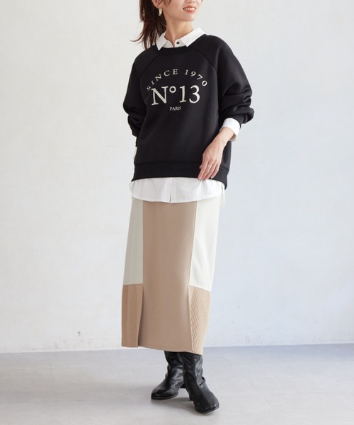 Chez toi（シェトワ）の「軽量ボンディンググリッターロゴプルオーバー（Tシャツ/カットソー・レディース・アイボリー/グレイッシュベージュ/ブラック・FREE）」の10枚目の写真