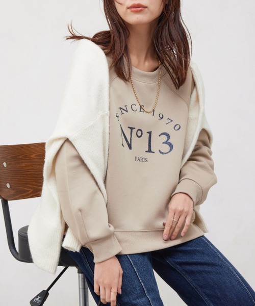 Chez toi（シェトワ）の「軽量ボンディンググリッターロゴプルオーバー（Tシャツ/カットソー・レディース・アイボリー/グレイッシュベージュ/ブラック・FREE）」の12枚目の写真