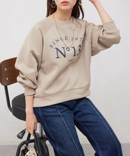 Chez toi（シェトワ）の「軽量ボンディンググリッターロゴプルオーバー（Tシャツ/カットソー・レディース・アイボリー/グレイッシュベージュ/ブラック・FREE）」の14枚目の写真