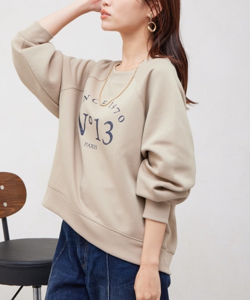 Chez toi（シェトワ）の「軽量ボンディンググリッターロゴプルオーバー（Tシャツ/カットソー・レディース・アイボリー/グレイッシュベージュ/ブラック・FREE）」の16枚目の写真