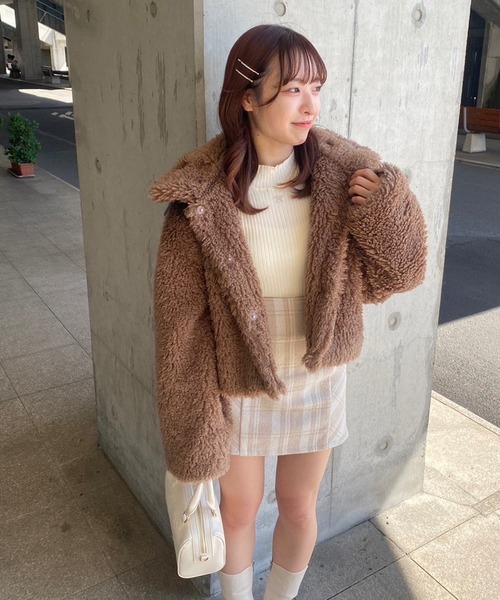 one after another NICE CLAUP（ワンアフターアナザーナイスクラップ）の「バックリボンオリジナルチェックミニスカート（スカート・レディース・アイボリー/ブラック/ベージュ・FREE）」の15枚目の写真