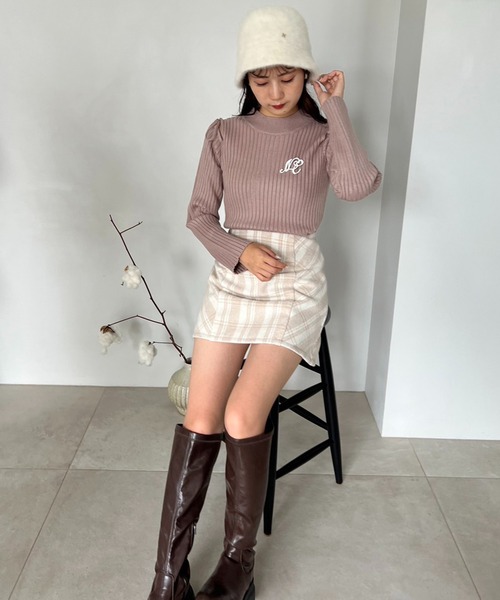 one after another NICE CLAUP（ワンアフターアナザーナイスクラップ）の「バックリボンオリジナルチェックミニスカート（スカート・レディース・アイボリー/ブラック/ベージュ・FREE）」の11枚目の写真