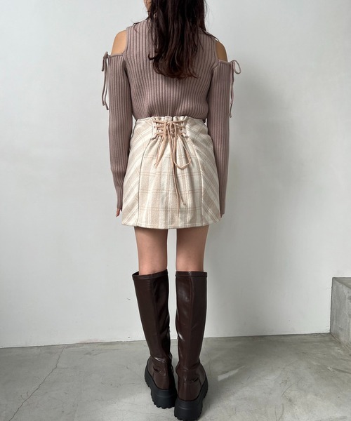 one after another NICE CLAUP（ワンアフターアナザーナイスクラップ）の「バックリボンオリジナルチェックミニスカート（スカート・レディース・アイボリー/ブラック/ベージュ・FREE）」の13枚目の写真