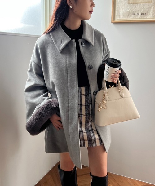 one after another NICE CLAUP（ワンアフターアナザーナイスクラップ）の「バックリボンオリジナルチェックミニスカート（スカート・レディース・アイボリー/ブラック/ベージュ・FREE）」の9枚目の写真