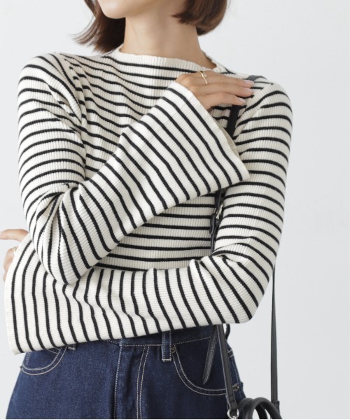 FREE'S MART（フリーズマート）の「◆［洗える］マシンウォッシャブルハイネックニット（ニット/セーター・レディース・オフホワイト/ブラウン/ブラック/グリーン/ホワイト系その他/ライトブルー/オレンジ・FREE）」の3枚目の写真